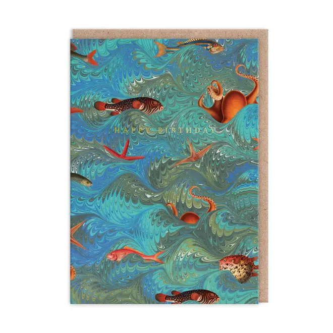 Marble Sea Creatures  Birthday Card
