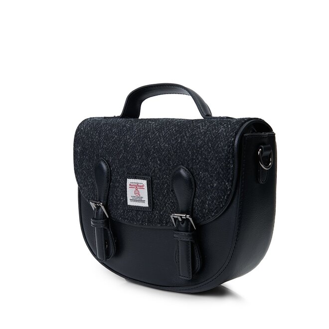 Harris Tweed Black Herringbone Mini Cobble Satchel
