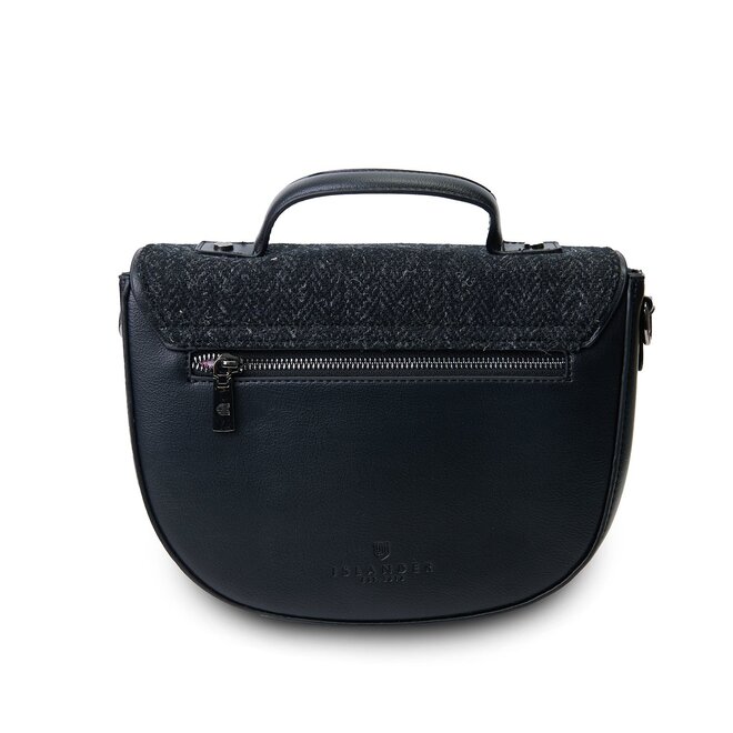 Harris Tweed Black Herringbone Mini Cobble Satchel