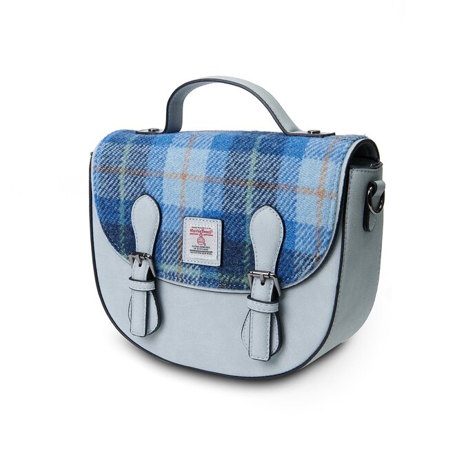 Harris Tweed Blue Tartan Mini Cobble Satchel
