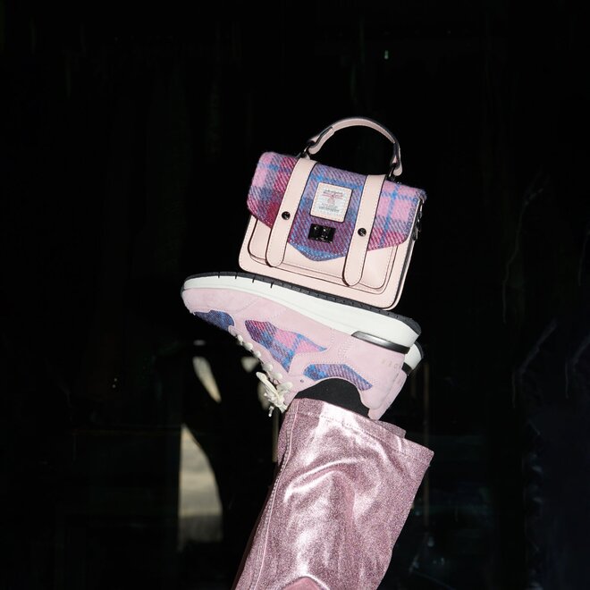 Harris Tweed Purple Tartan Mini Satchel