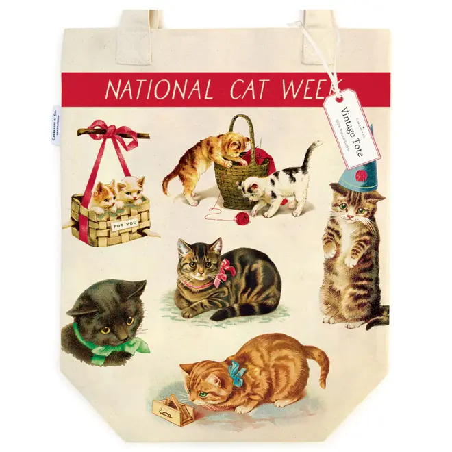 Cats Vintage Style Canvas Tote Bag