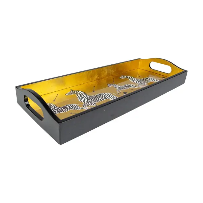 Zebras Gold Lacquer Bar Tray