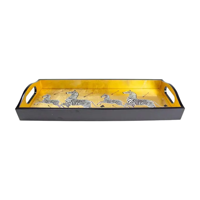 Zebras Gold Lacquer Bar Tray