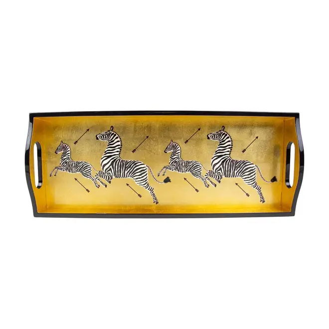 Zebras Gold Lacquer Bar Tray