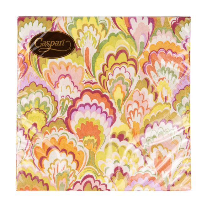 Marbled Ceramica Raspberry & Chartreuse Cocktail Napkins