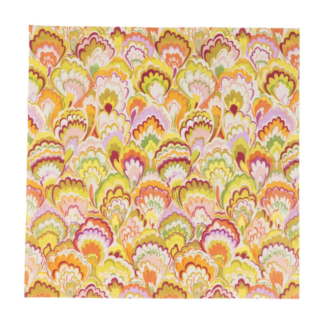 Marbled Ceramica Raspberry & Chartreuse Cocktail Napkins