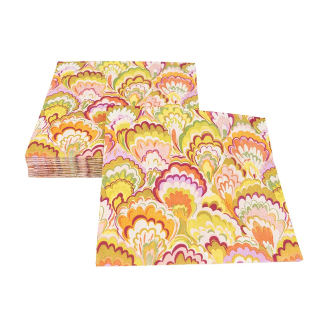 Marbled Ceramica Raspberry & Chartreuse Cocktail Napkins