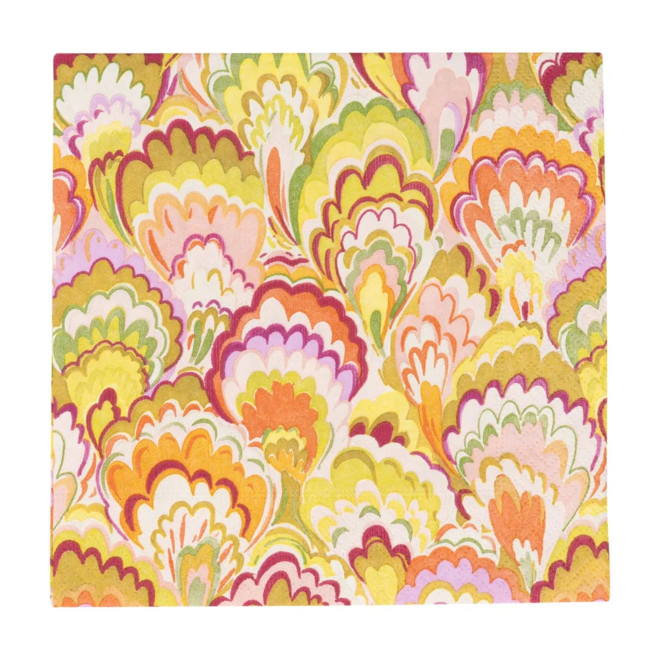 Marbled Ceramica Raspberry & Chartreuse Cocktail Napkins