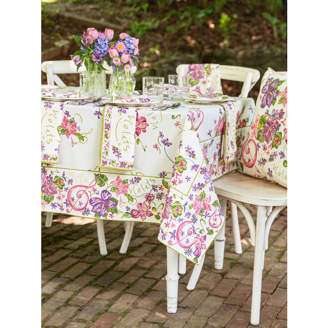 Violets Ecru Tablecloth, 60" x 90"