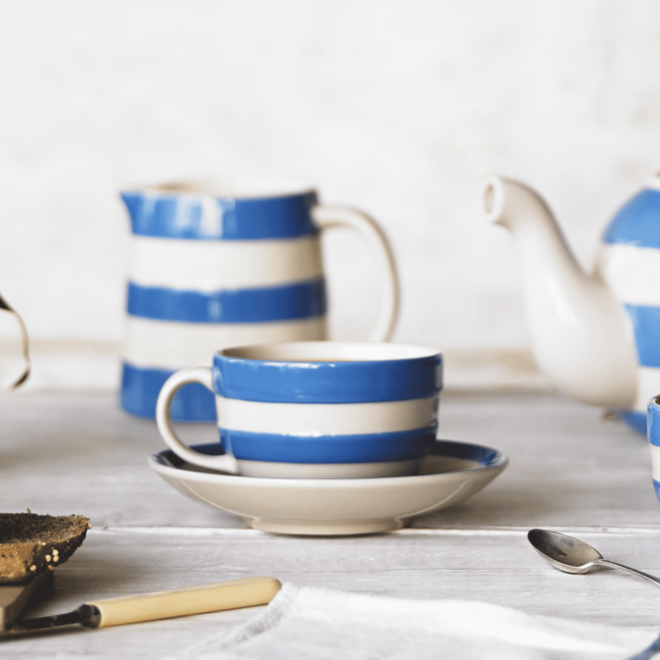 Blue Cornishware Breakfast Cup & Saucer
