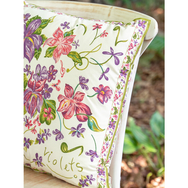 Violets Ecru Cushion Cover