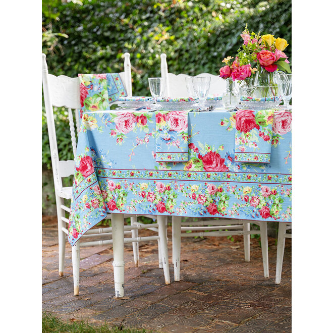 Cottage Rose Sky Blue Tablecloth, 60" x 90"