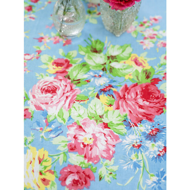 Cottage Rose Sky Blue Tablecloth, 60" x 90"