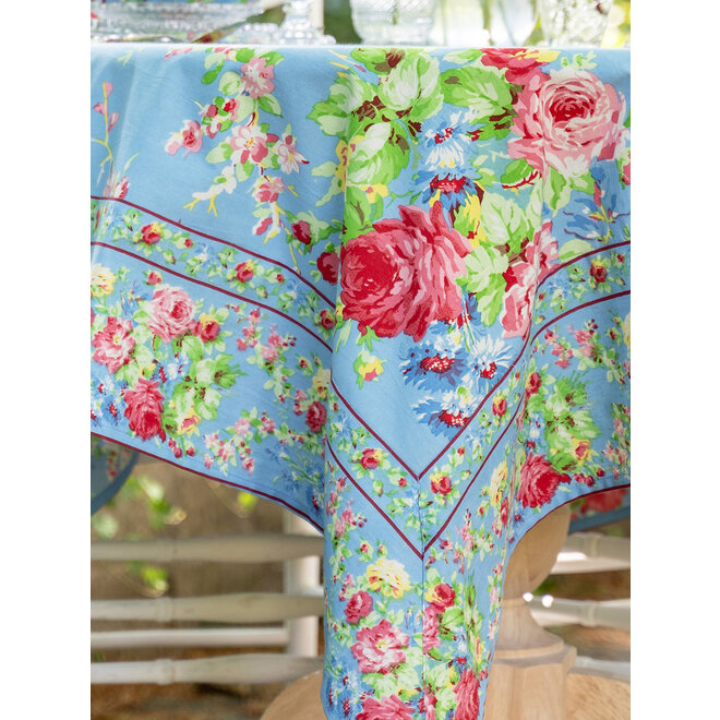 Cottage Rose Sky Blue Tablecloth, 60" x 90"