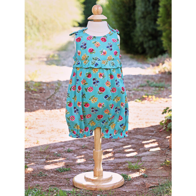 Flower Toss Turquoise Baby Bubble (12M-18M)