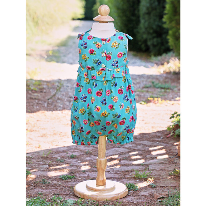 Flower Toss Turquoise Baby Bubble (12M-18M)