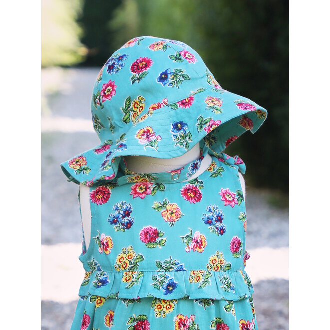 Flower Toss Turquoise Baby Sunhat (One Size)