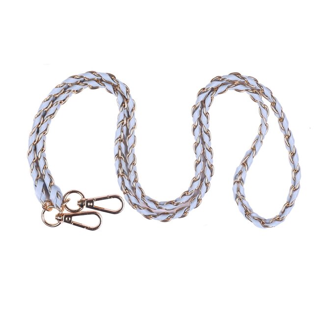 Powder Blue Weave Gold Chain Strap