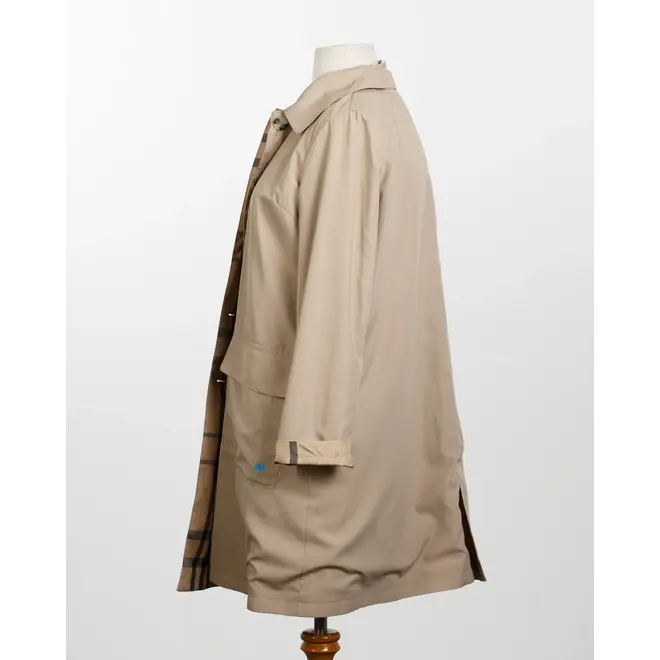 Camel & Plaid Rain Trench Coat with Detachable Hood