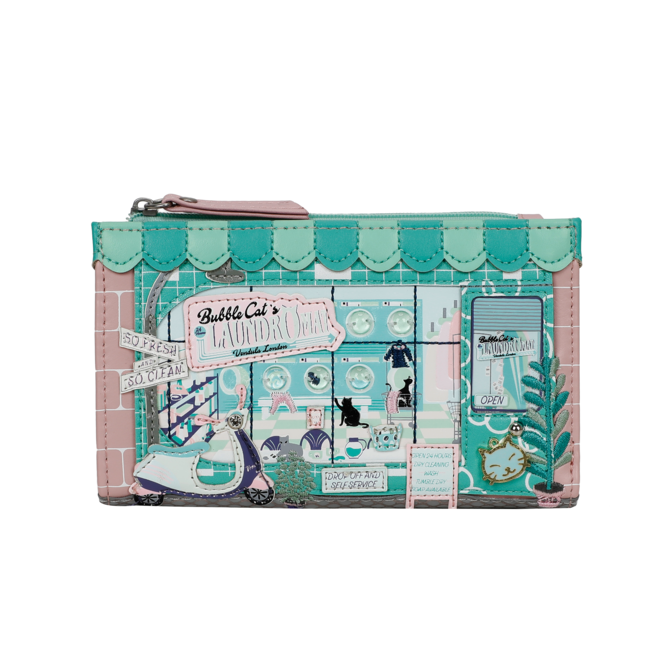 Bubble Cats Laundromat Compact Folding Wallet