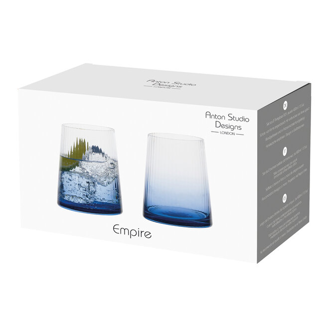 Empire Blue Double Old Fashioned Tumblers Pair