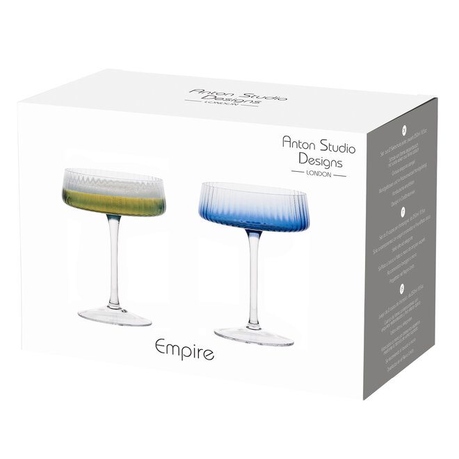Empire Blue Champagne Coupe Pair
