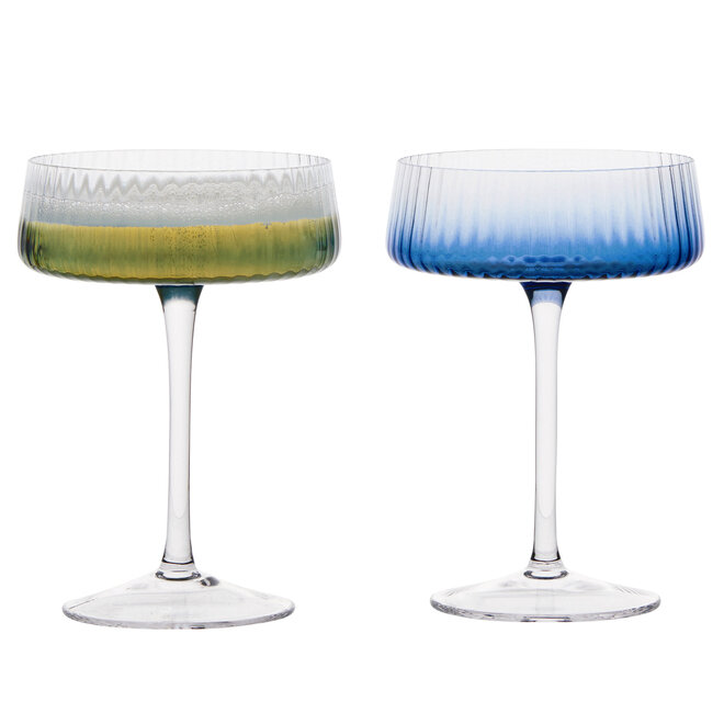 Empire Blue Champagne Coupe Pair