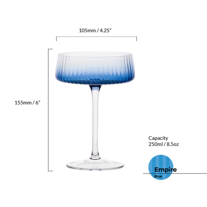 Empire Blue Champagne Coupe Pair