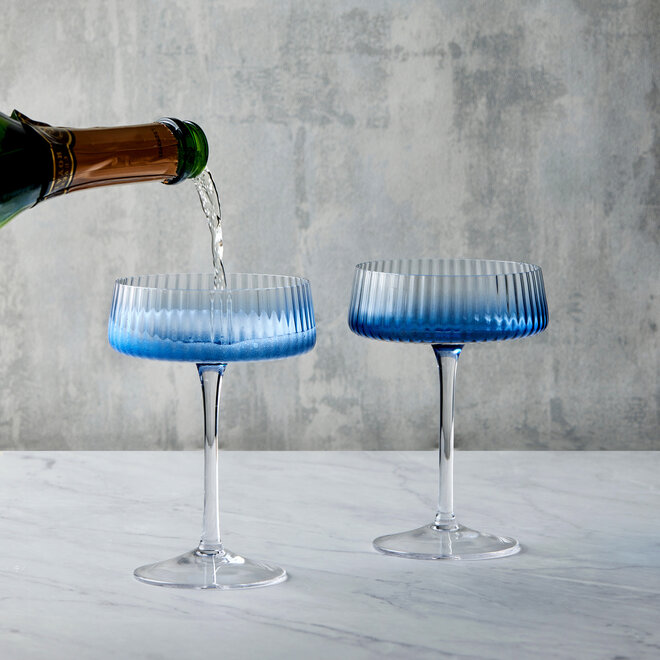 Empire Blue Champagne Coupe Pair