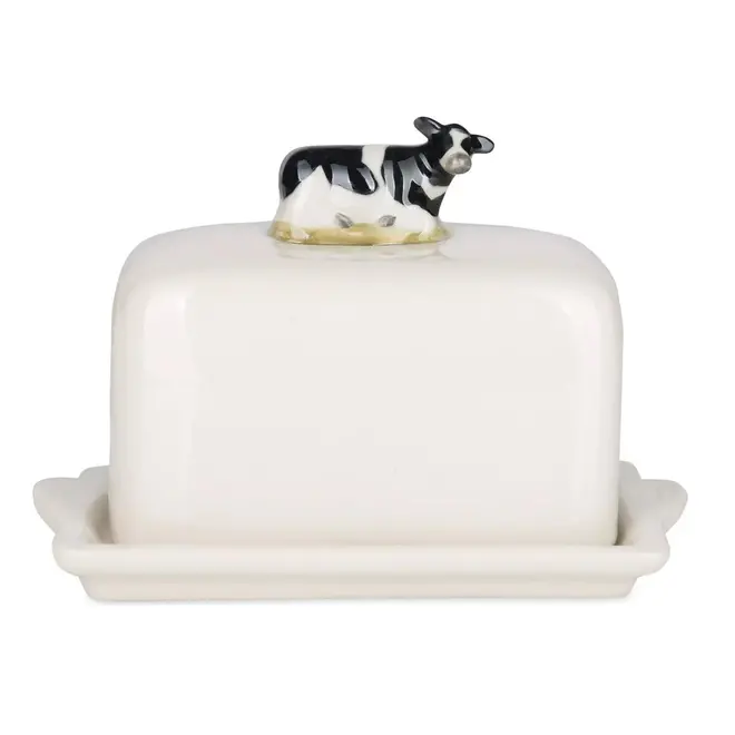 Quail Friesian Cow Butter Dish