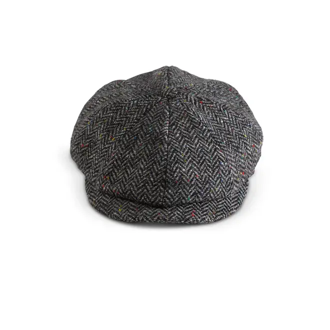 Fia 8 Panel Cap - Wide Grey Herringbone