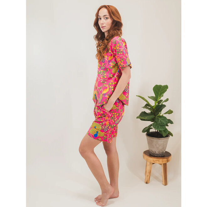Pink Fearless Peacock Short Sleep Set