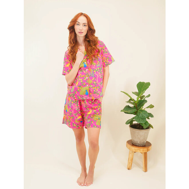 Pink Fearless Peacock Short Sleep Set