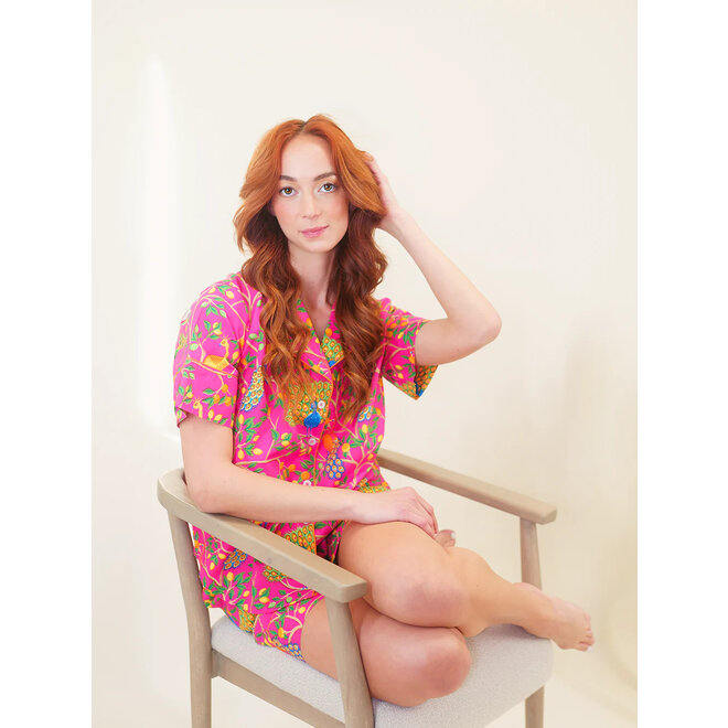 Pink Fearless Peacock Short Sleep Set