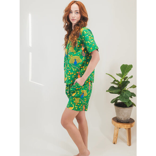 Green Fearless Peacock Short Sleep Set