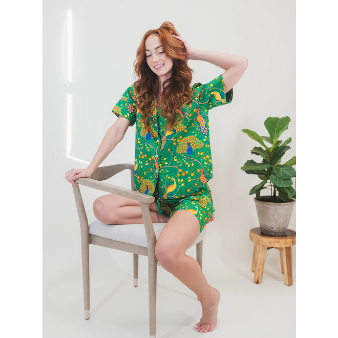 Green Fearless Peacock Short Sleep Set