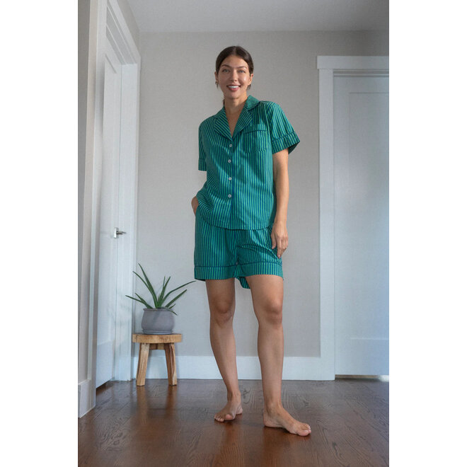 Jungle Jane Navy-Green Stripes Short Sleep Set