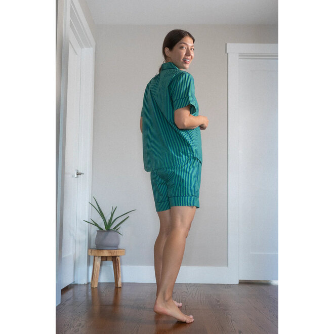 Jungle Jane Navy-Green Stripes Short Sleep Set