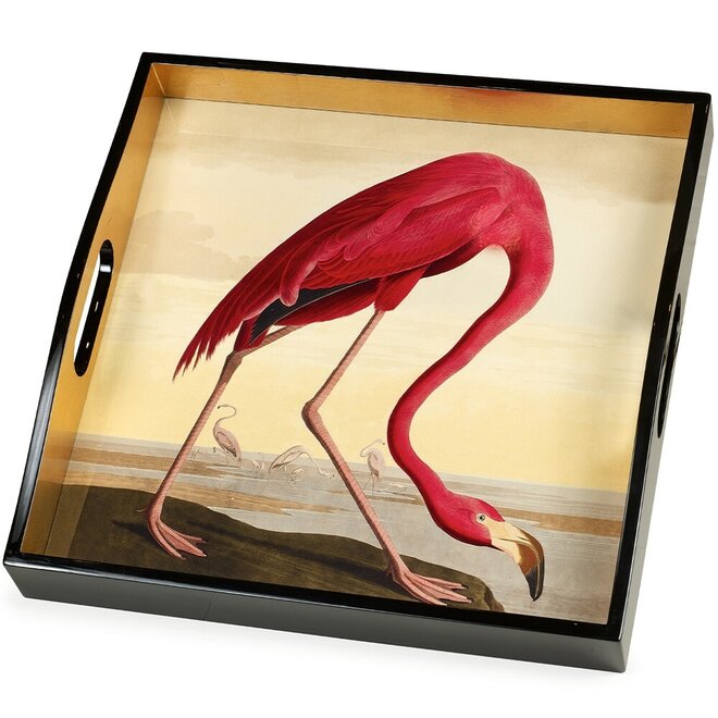 Audubon Flamingo Lacquer Square Tray