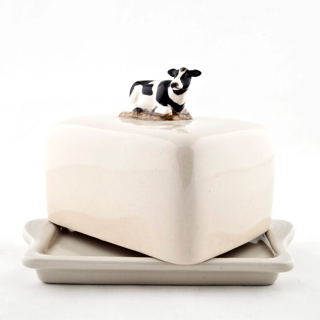 Quail Friesian Cow Butter Dish