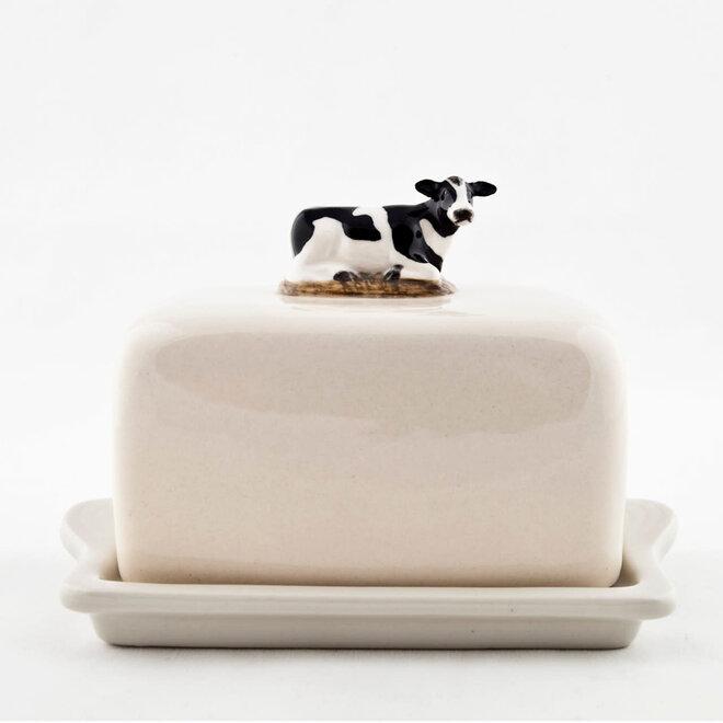Quail Friesian Cow Butter Dish