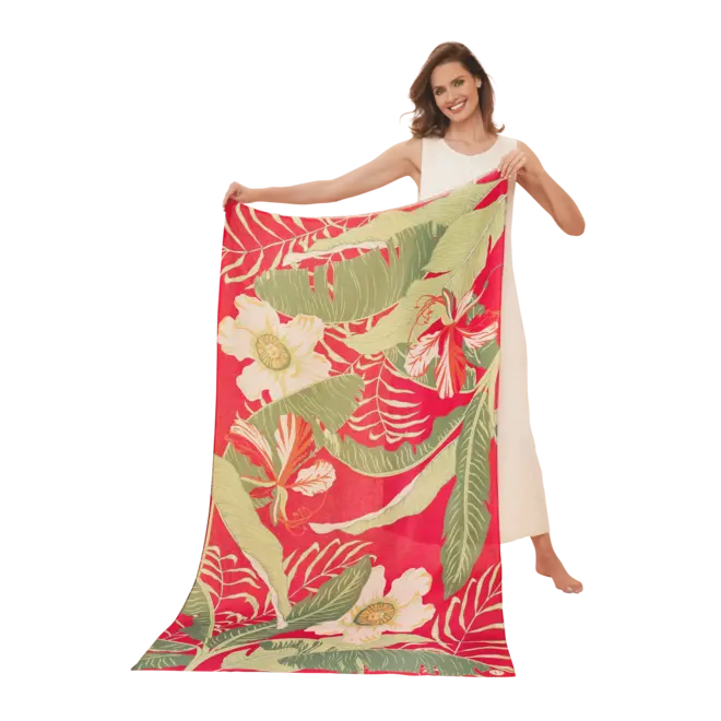 Delicate Tropical Dark Rose Print Scarf