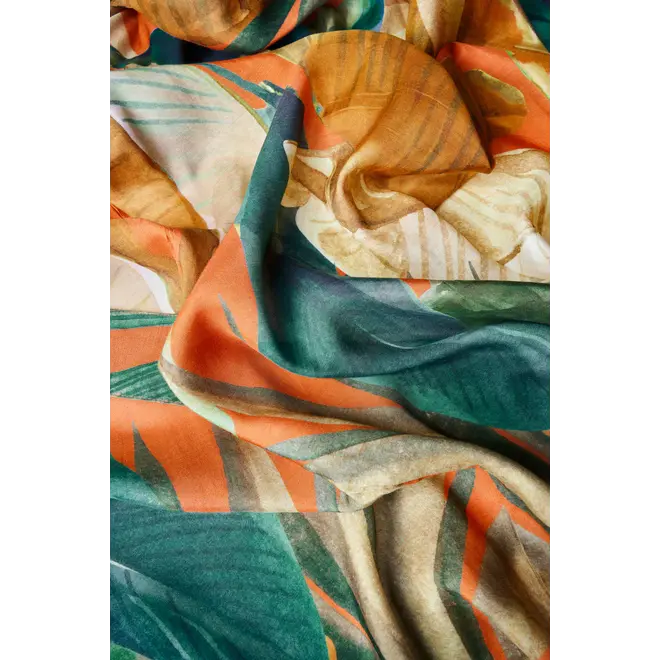 Painted Palms Tangerine Kimono Gown