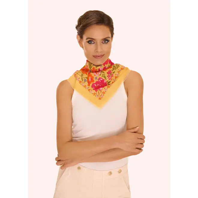 Sketched Florals Mustard Cotton Bandana