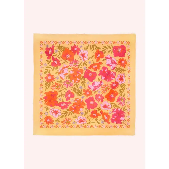 Sketched Florals Mustard Cotton Bandana