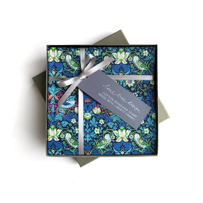 Blue Strawberry Thief Square Bandana