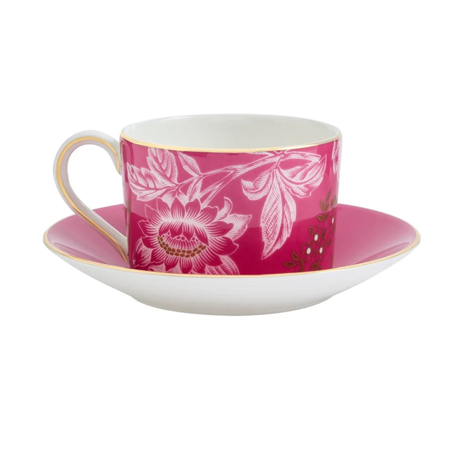 Wonderlust Pink Tonquin Teacup & Saucer
