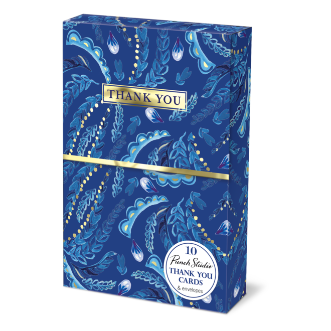 Azure Feathers Boxed Thank You Cards