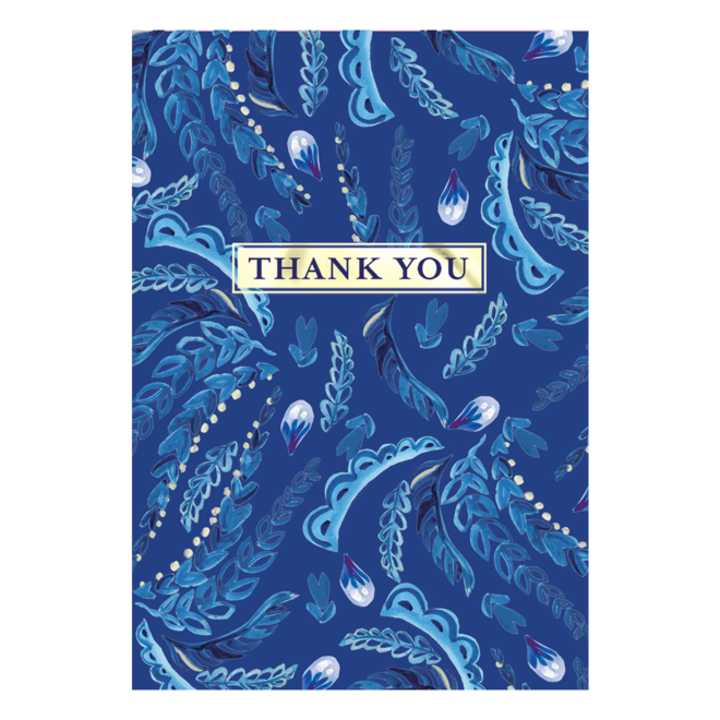 Azure Feathers Boxed Thank You Cards